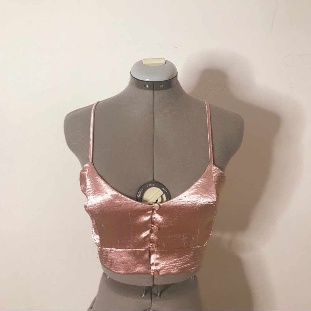 Satin Pink Crop Top